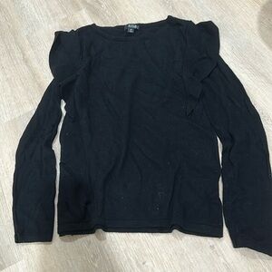 a.n.a black long sleeve sweater with ruffle crew neck small S petite